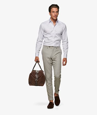 Navy Pinstripe Traveller Shirt