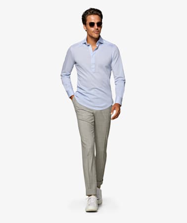 Light Blue Knitted Shirt Polo
