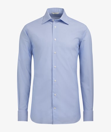 Mid Blue Hairline Poplin Traveller Shirt