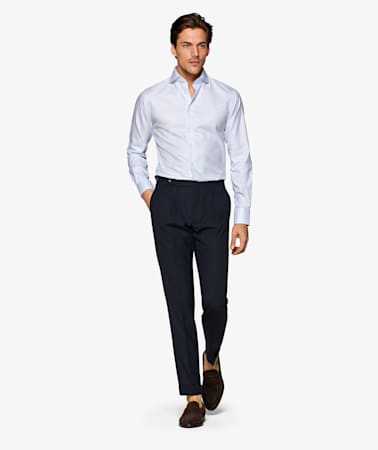Blue Windowpane Traveller Shirt