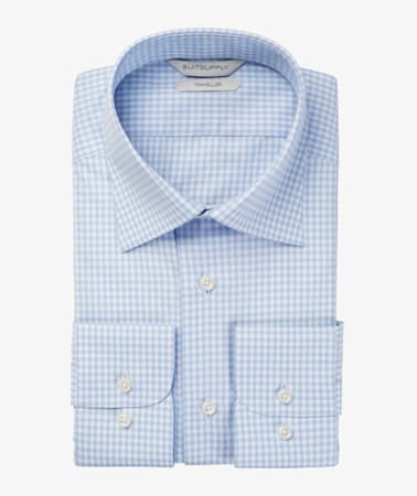 Light Blue Check Traveller Shirt