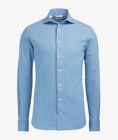 Mid Blue Twill Denim Shirt
