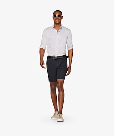 Navy Bennington Pleat Shorts