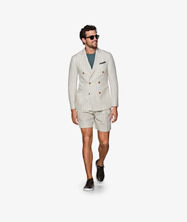 Off White Pleated Bari Shorts