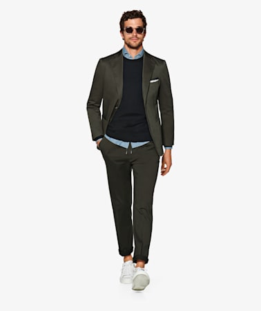 Green Ames Pleat Trousers
