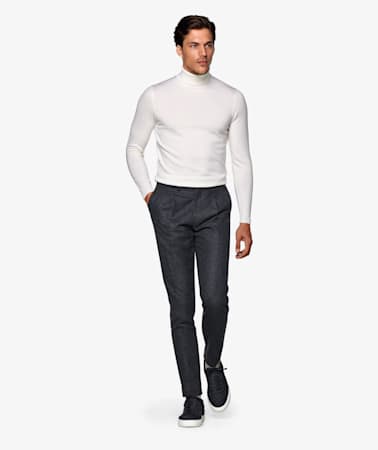 Dark Grey Pleated Braddon Trousers