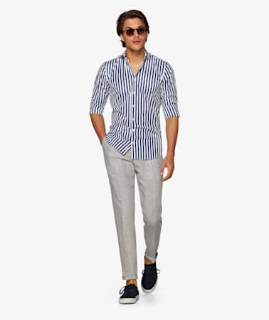 Light Grey Pleated Brentwood Trousers