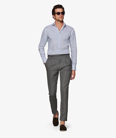 Grey Bolzano Double Pleat Trousers