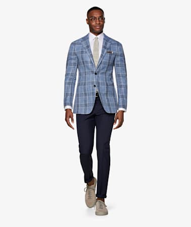 Navy Soho Turn Up Trousers