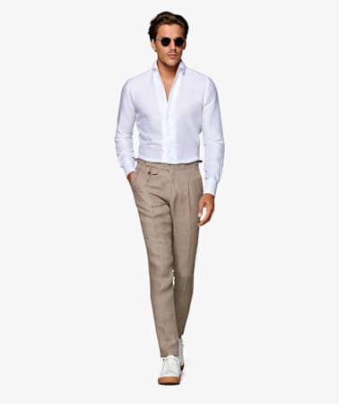 Brown Pleated Brentwood Trousers