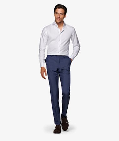 Blue Soho Turn Up Trousers