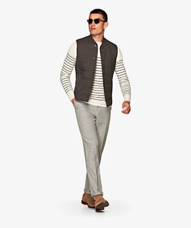 Jort Light Grey Bolton Fishtail Trousers