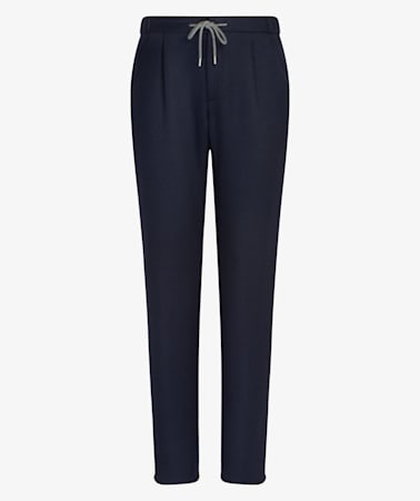 Navy Ames Pleat Trousers