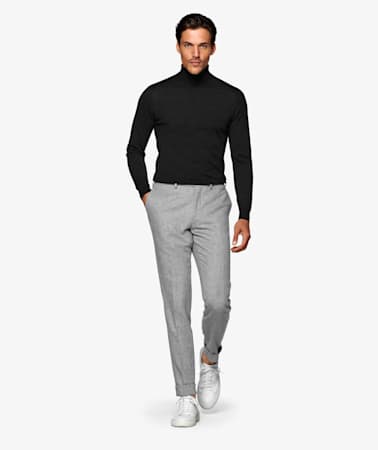 Light Grey Soho Turn Up Trousers