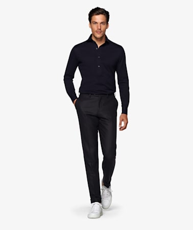 Navy Soho Turn Up Trousers