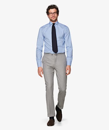 Jort Light Grey Bolton Fishtail Trousers