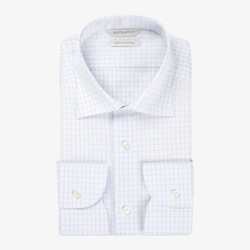 White_Check_Shirt_Single_Cuff_H5754U