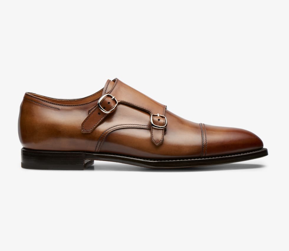 cognac double monk strap