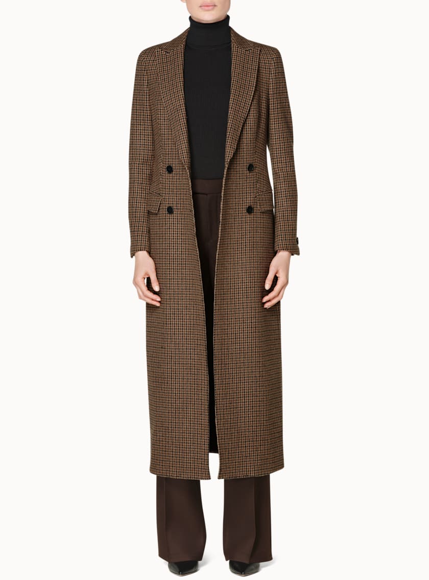 Anna Brown Houndstooth Double Breasted Coat