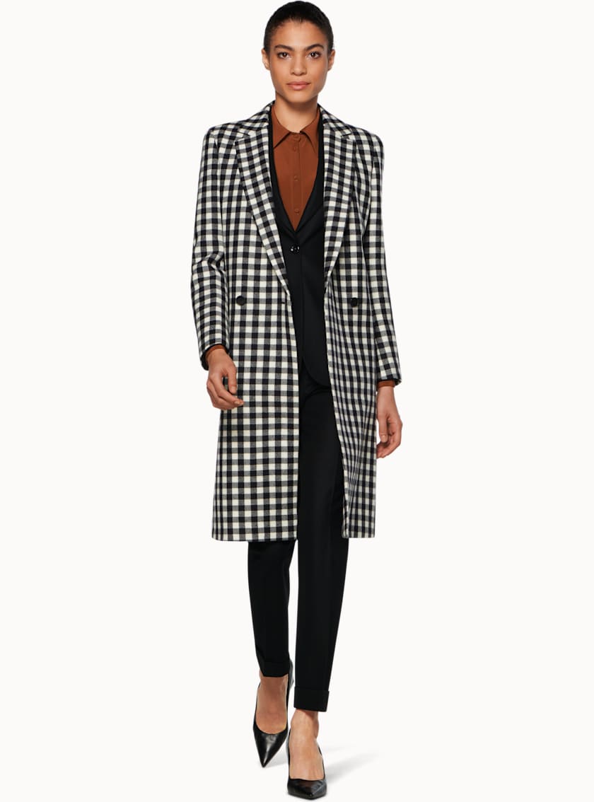 Alia Black & White Checked Coat