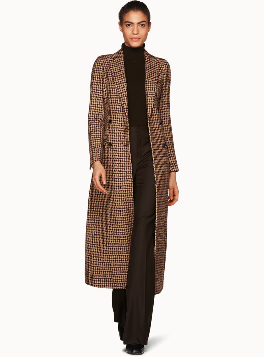 Anna Brown & Burgundy Houndstooth Coat
