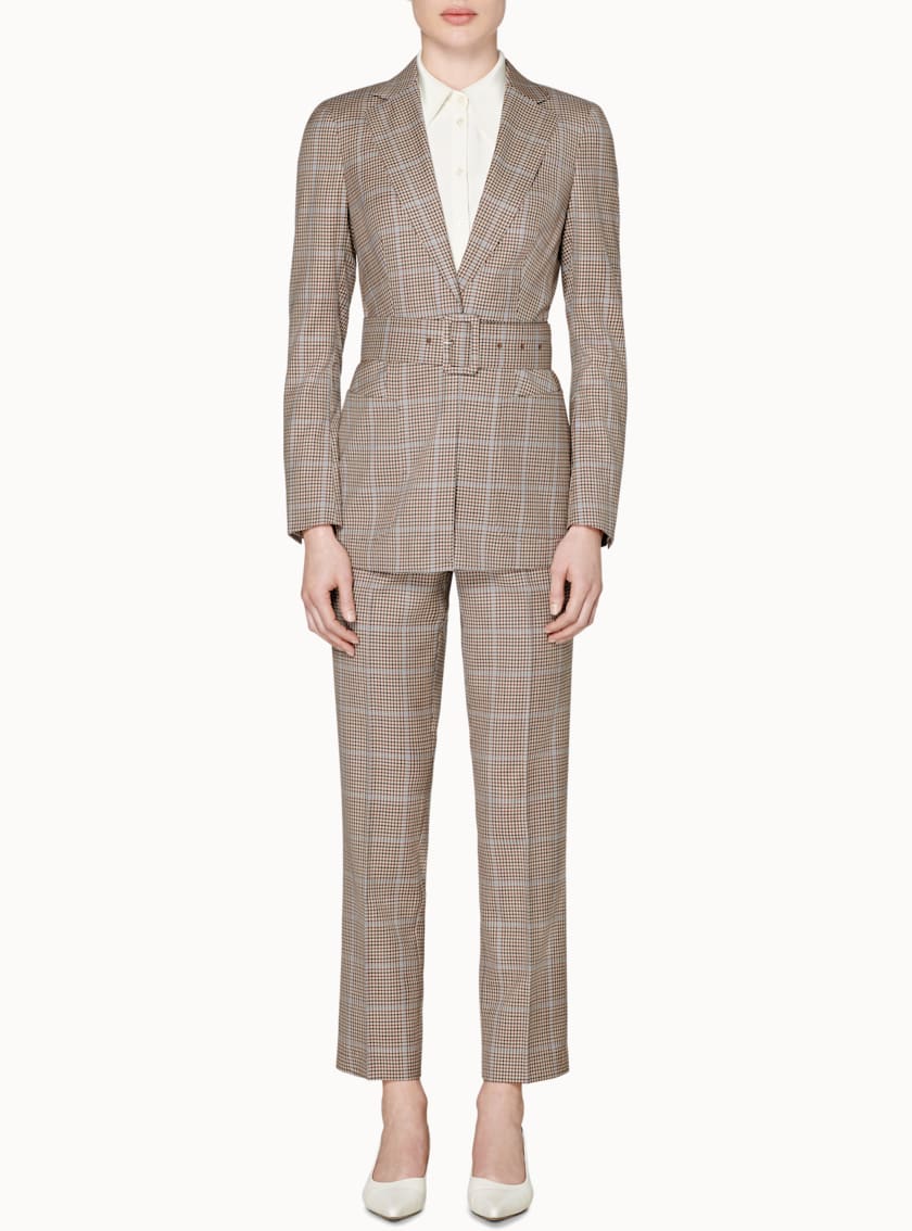 Cameron Brown Checked Belted Suit