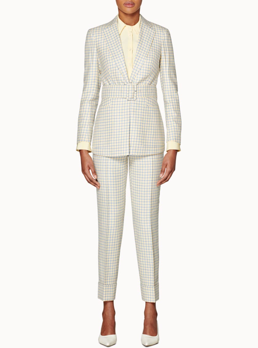 Cameron Yellow & Light Blue Checked Suit