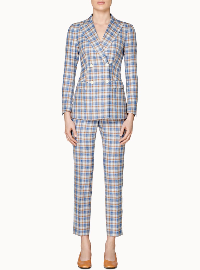 Cameron Blue & Cognac Checked Suit