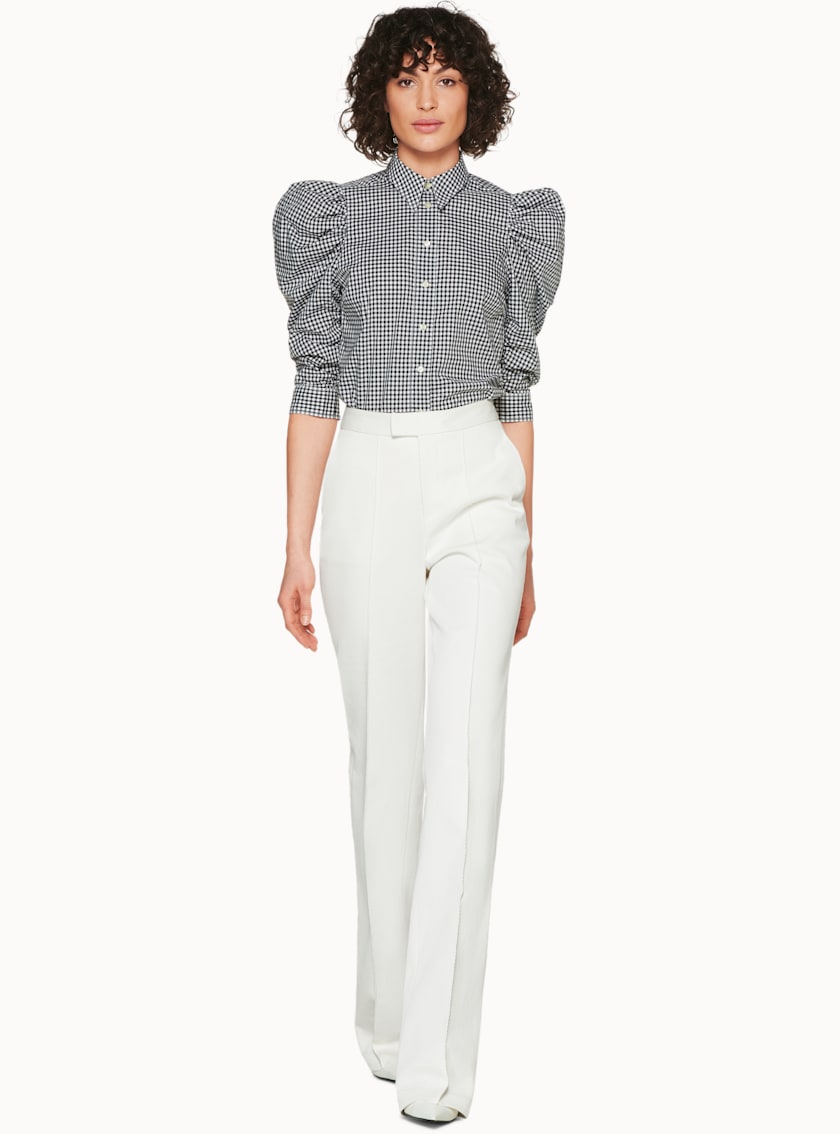 Derek Black & White Gingham Check Puff Sleeve Shirt