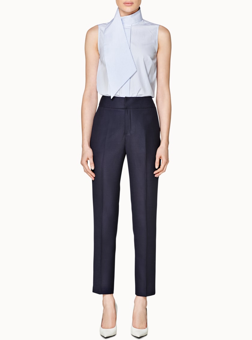 Dorian Light Blue Striped Wrap Tie Shirt