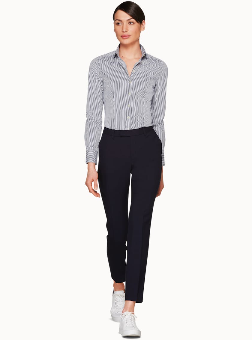 Kate Navy & White Stripe Basic Shirt
