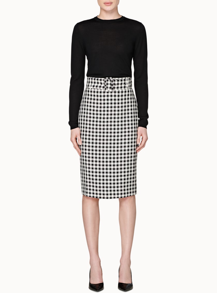 Darell Black & White Checked Skirt
