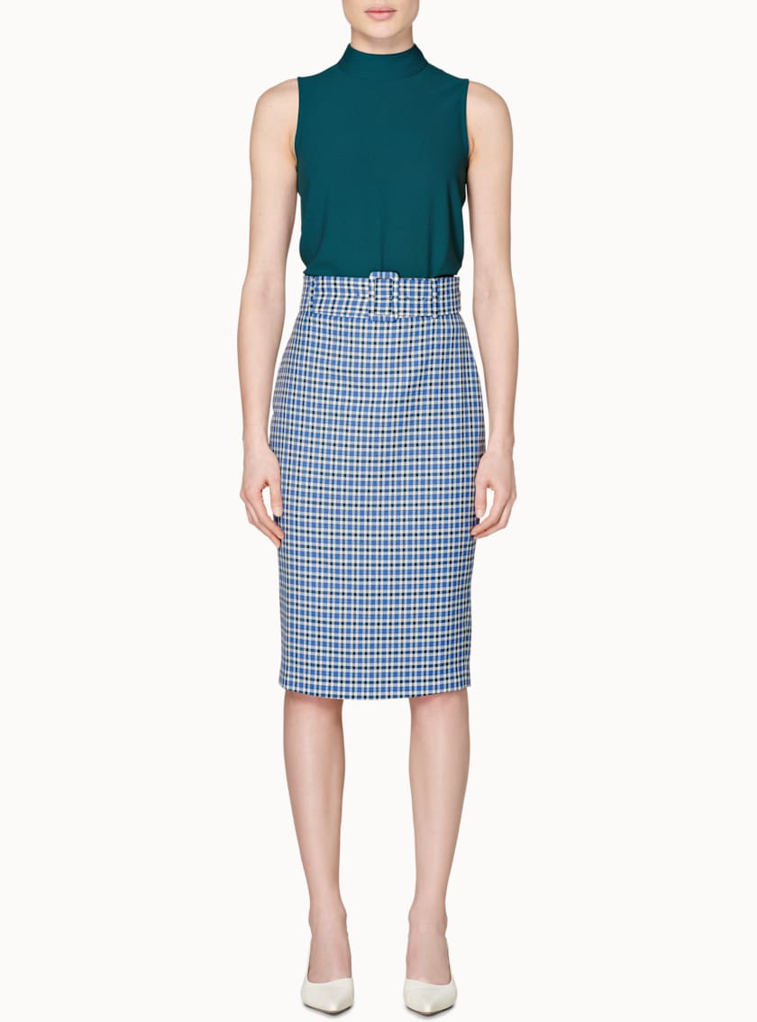 Darell Blue Checked Skirt