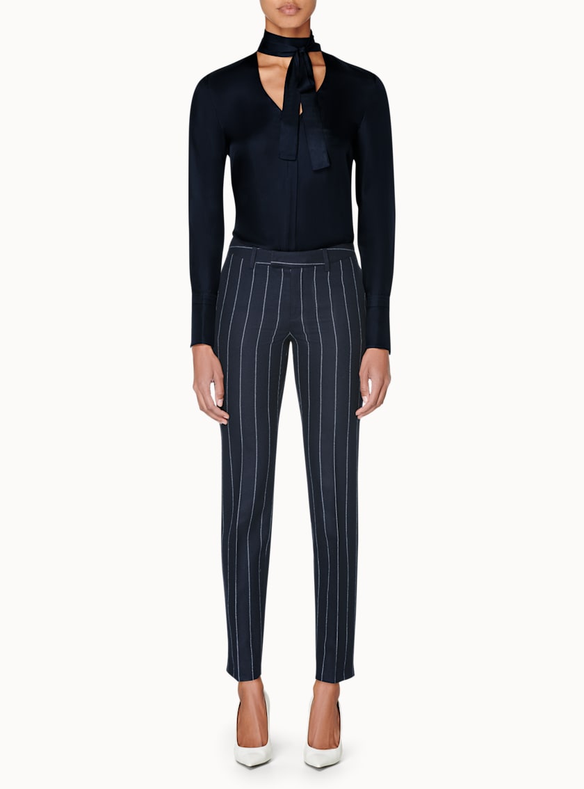 Penelope Navy Silk Top