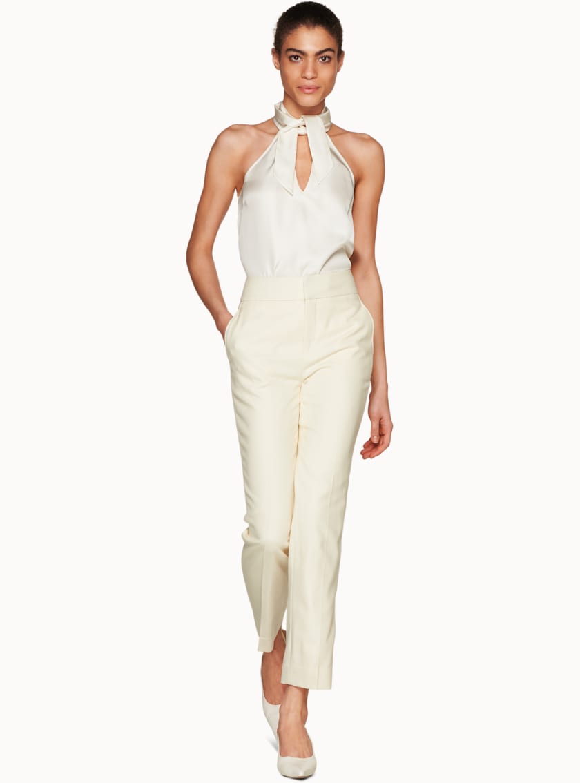 Alaska Off White Silk Necktie Top