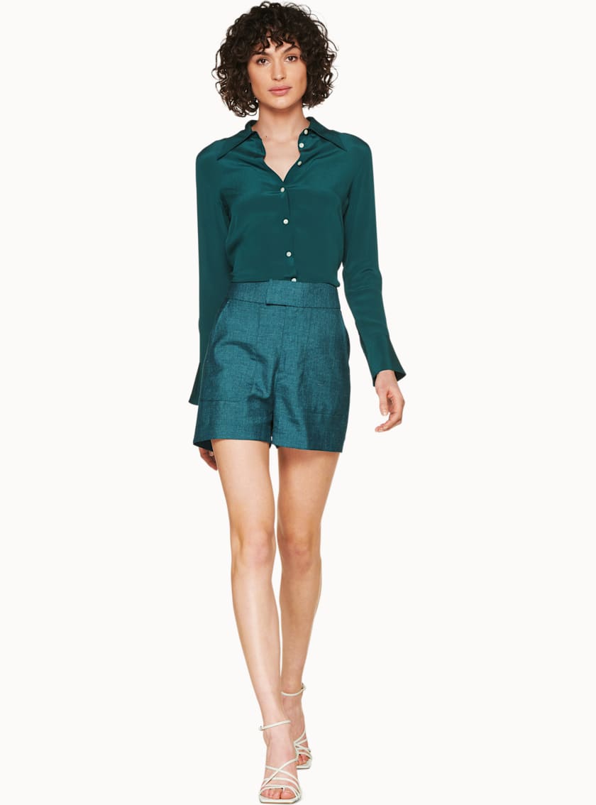 Alec Teal Silk Blouse