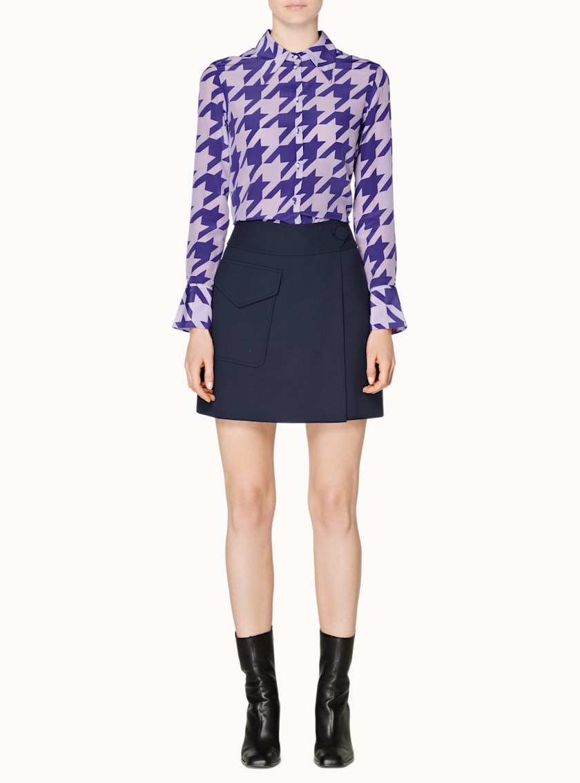 Alec Lilac & Purple Houndstooth Silk Blouse