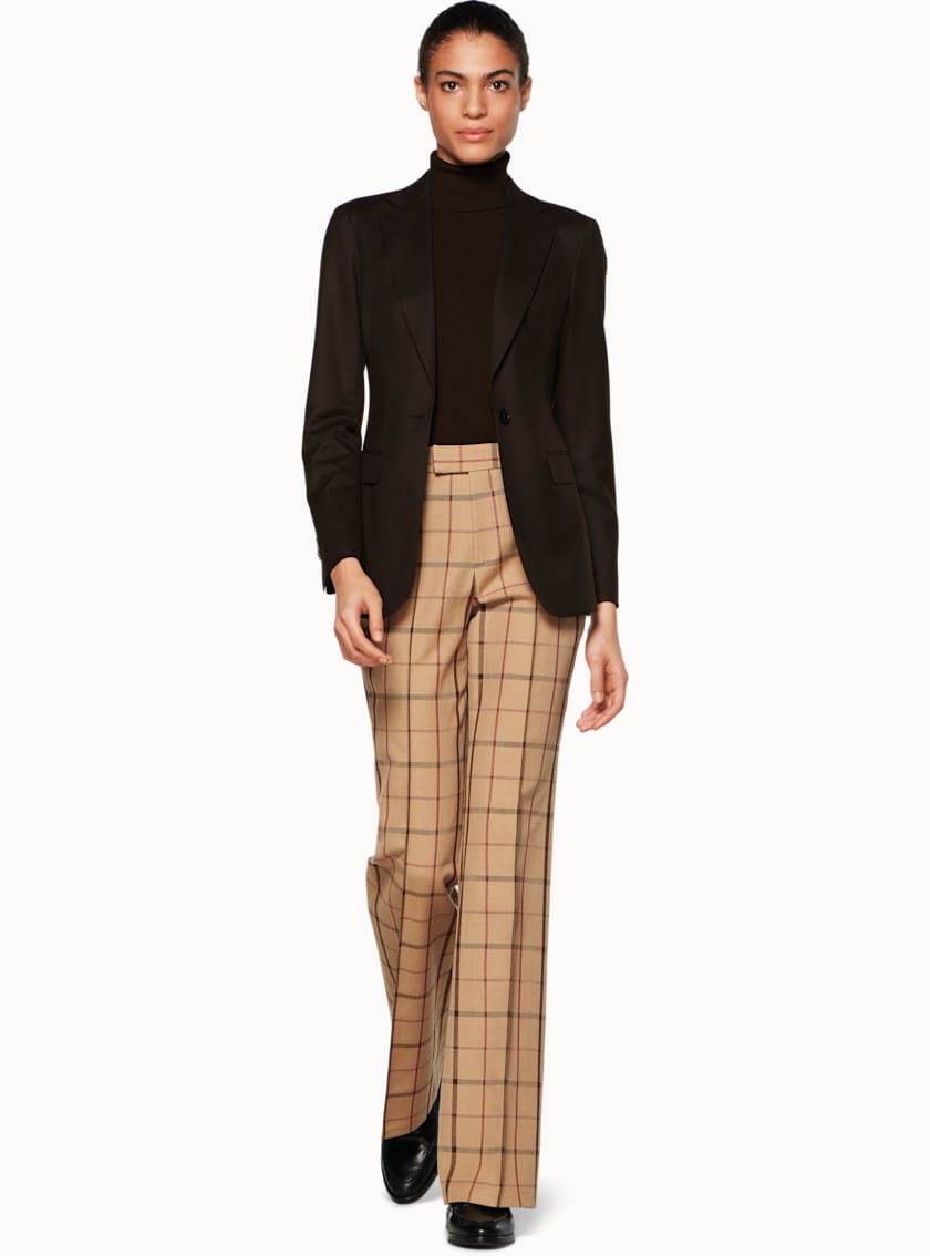 Ally Camel Windowpane Trousers