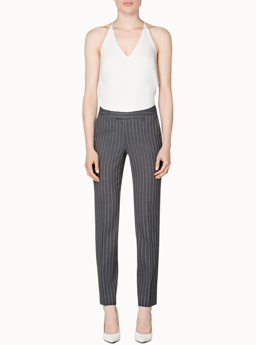 Grey Striped Trousers