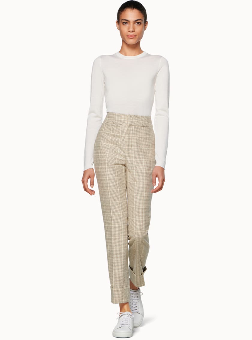 Lane Light Brown Checked Trousers