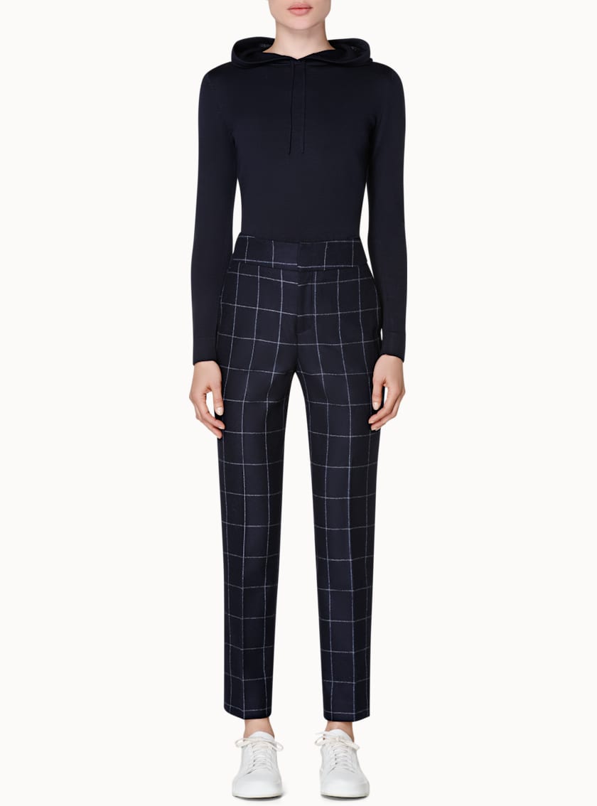 Lane Navy Windowpane Trousers