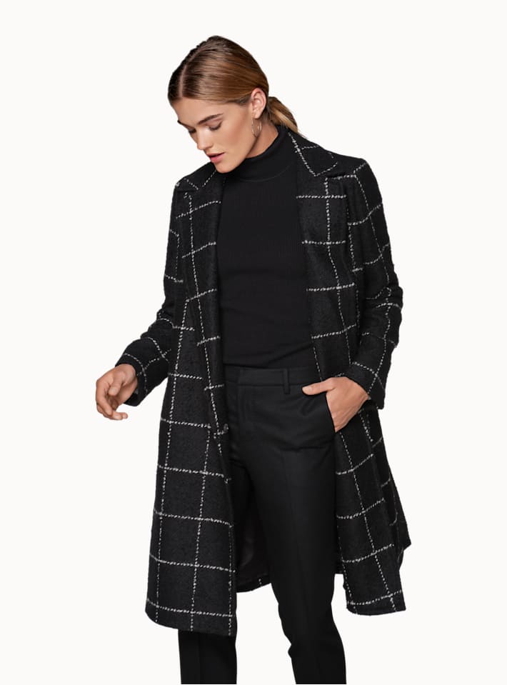 Ayla Black Checked Overcoat