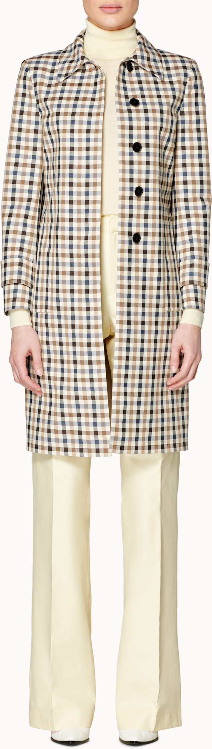 Cara Brown & Navy Checked Car Coat