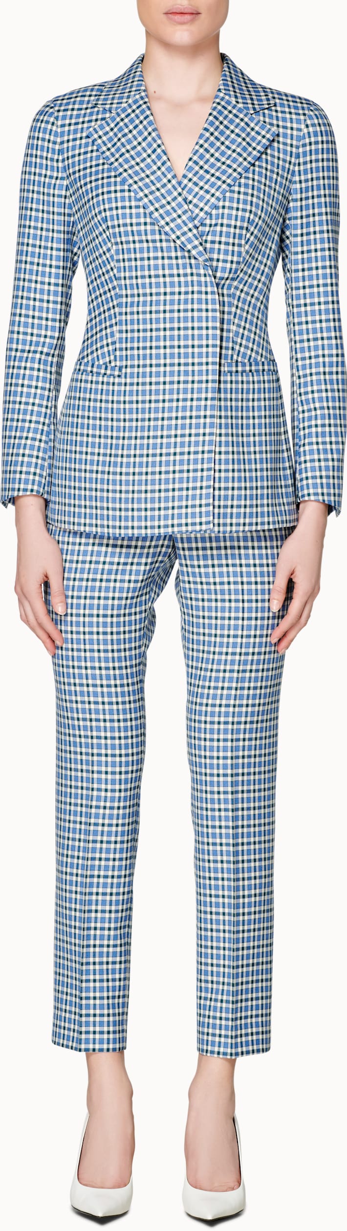 Cameron 4-Button Green & Blue Checked Suit