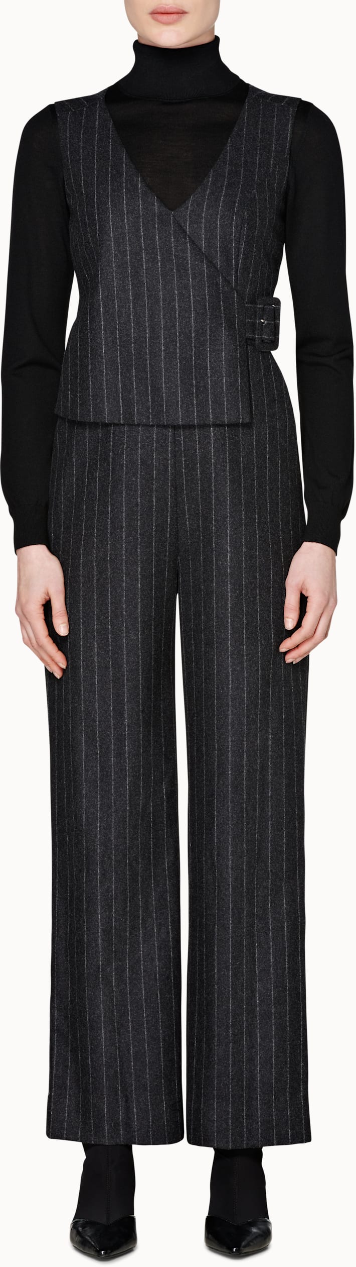 Celia Grey Striped Jumpsuit