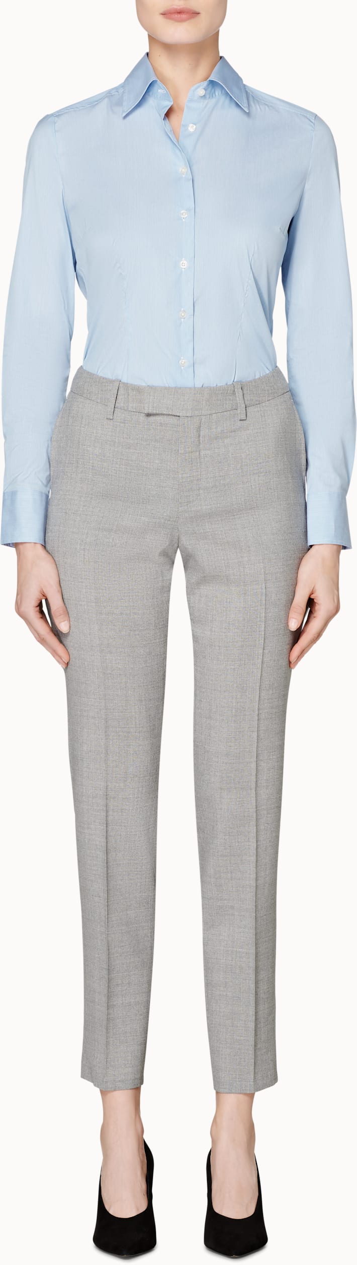 Kate Light Blue Striped Basic Shirt