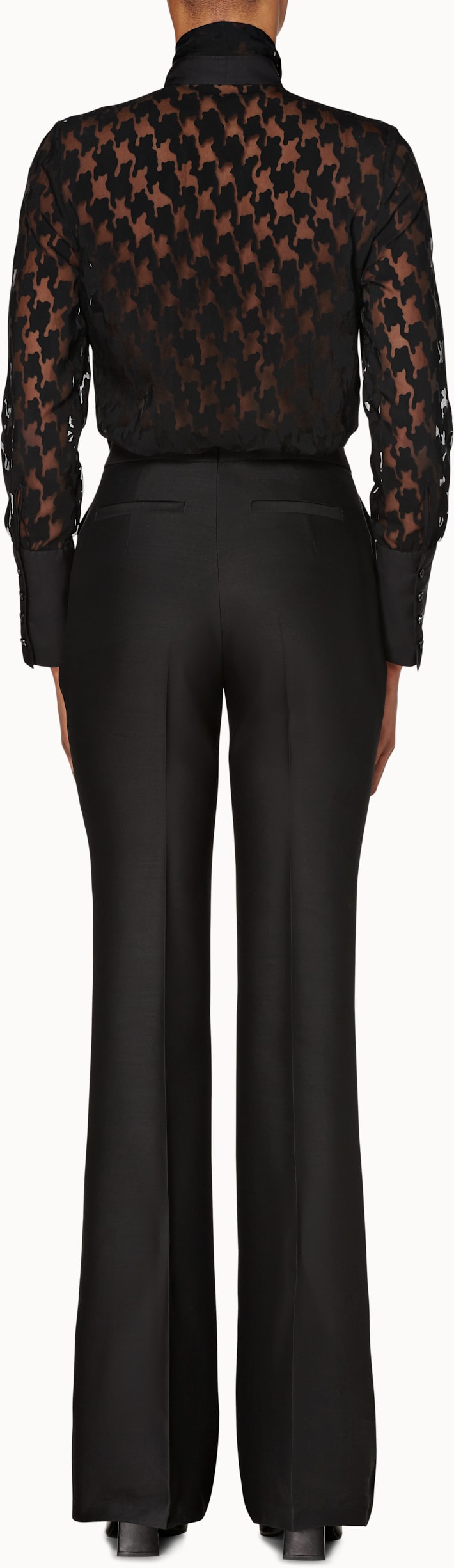 Chandler Black Houndstooth Silk Blouse