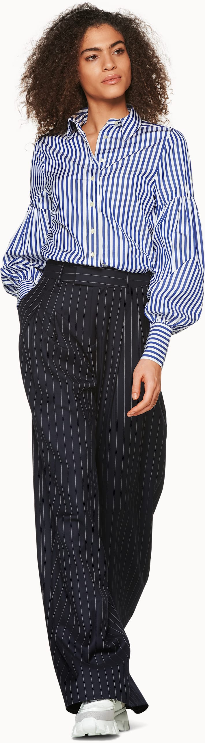 Doc Blue & White Striped Puff Sleeve Shirt