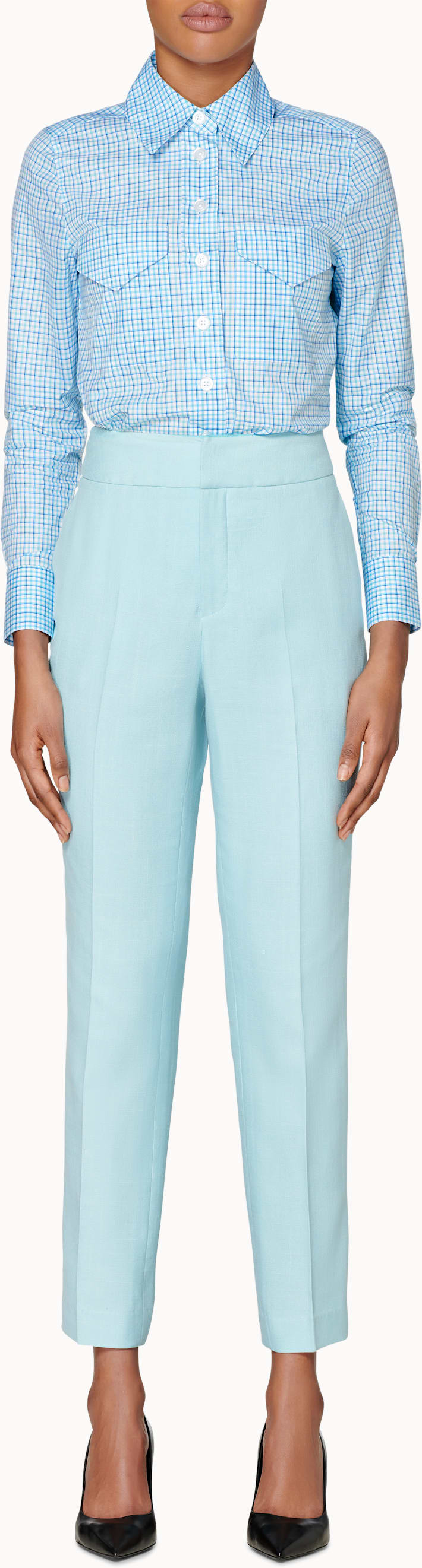 Didier Light Blue Checked Chest Pockets Shirt
