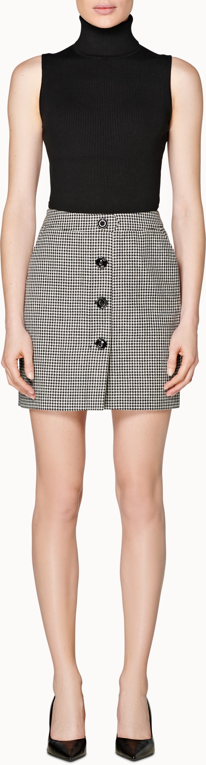 Banu Black Houndstooth Skirt